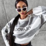 Sweter w paski MANNER OLAVOGA szary