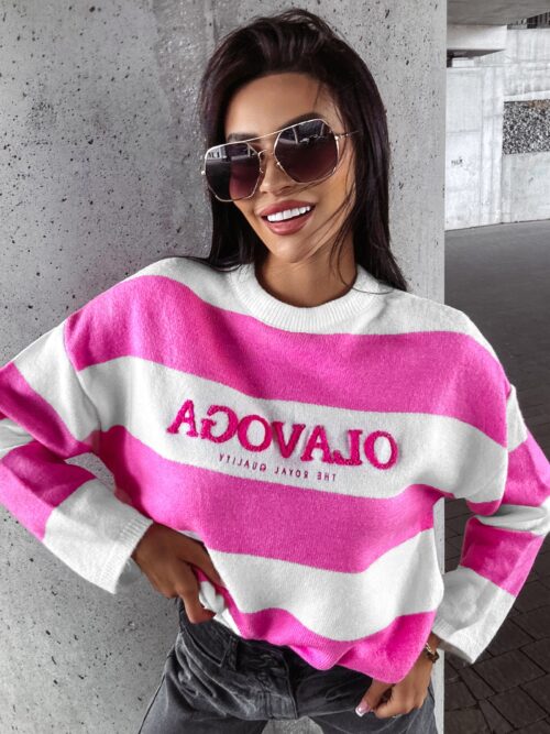 Sweter w paski MANNER OLAVOGA róż