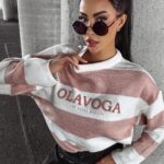 Sweter w paski MANNER OLAVOGA brudny róż