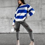 Sweter w paski MANNER OLAVOGA niebieski