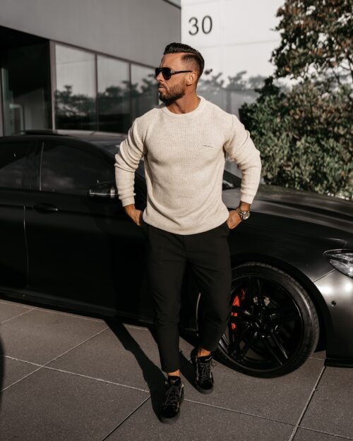 Sweter męski klasyczny DUSTER OLAVOGA beżowy