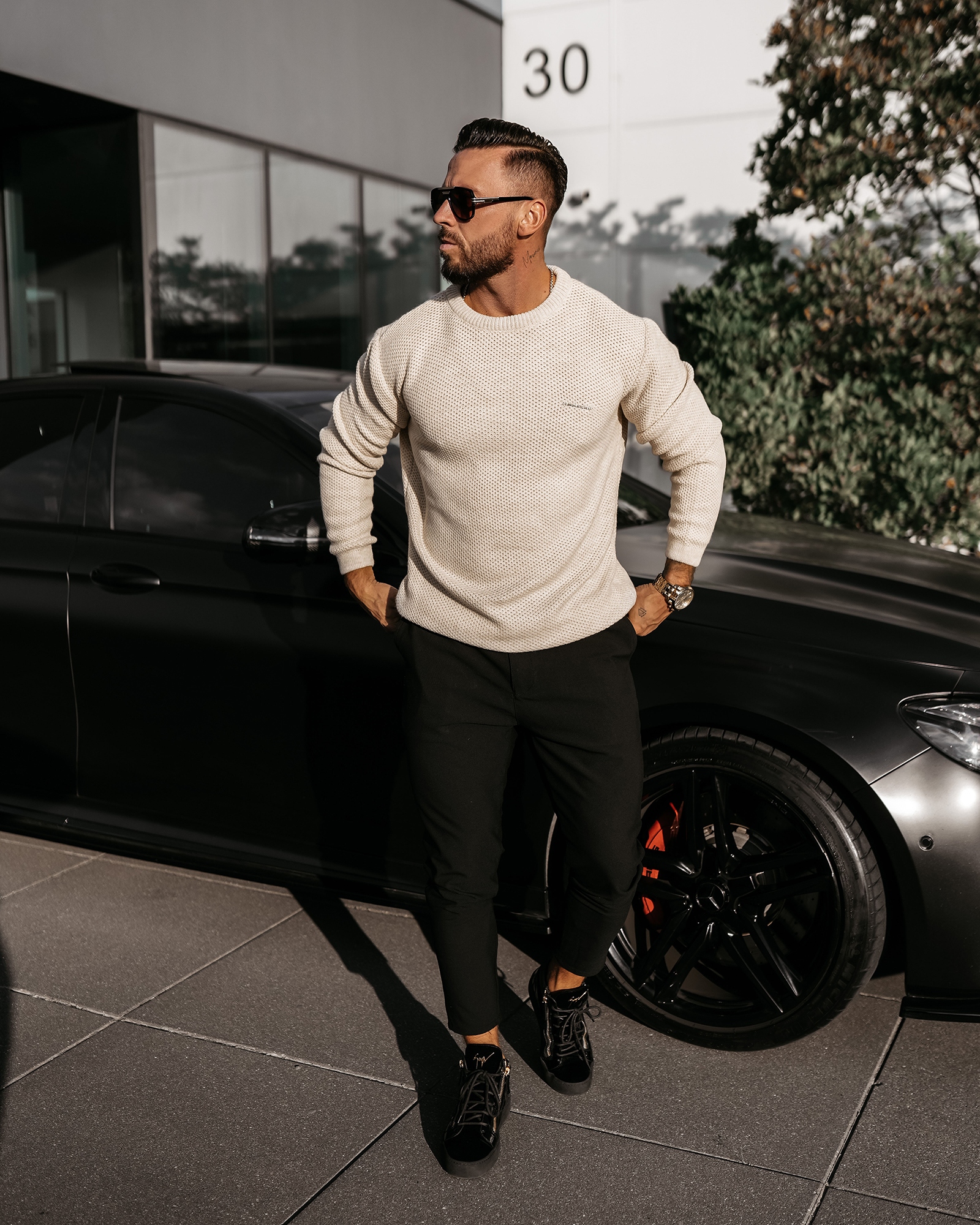 Sweter męski klasyczny DUSTER OLAVOGA beżowy Sweter męski klasyczny DUSTER OLAVOGA beżowy