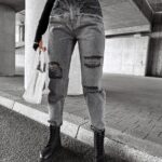 Spodnie jeansowe z przetarciami TYPER OLAVOGA szare