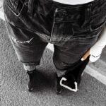 Spodnie jeansowe z przetarciami TYPER OLAVOGA ciemnoszare