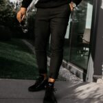 Spodnie męskie eleganckie FLINT OLAVOGA czarne