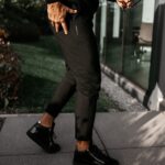 Spodnie męskie eleganckie FLINT OLAVOGA czarne