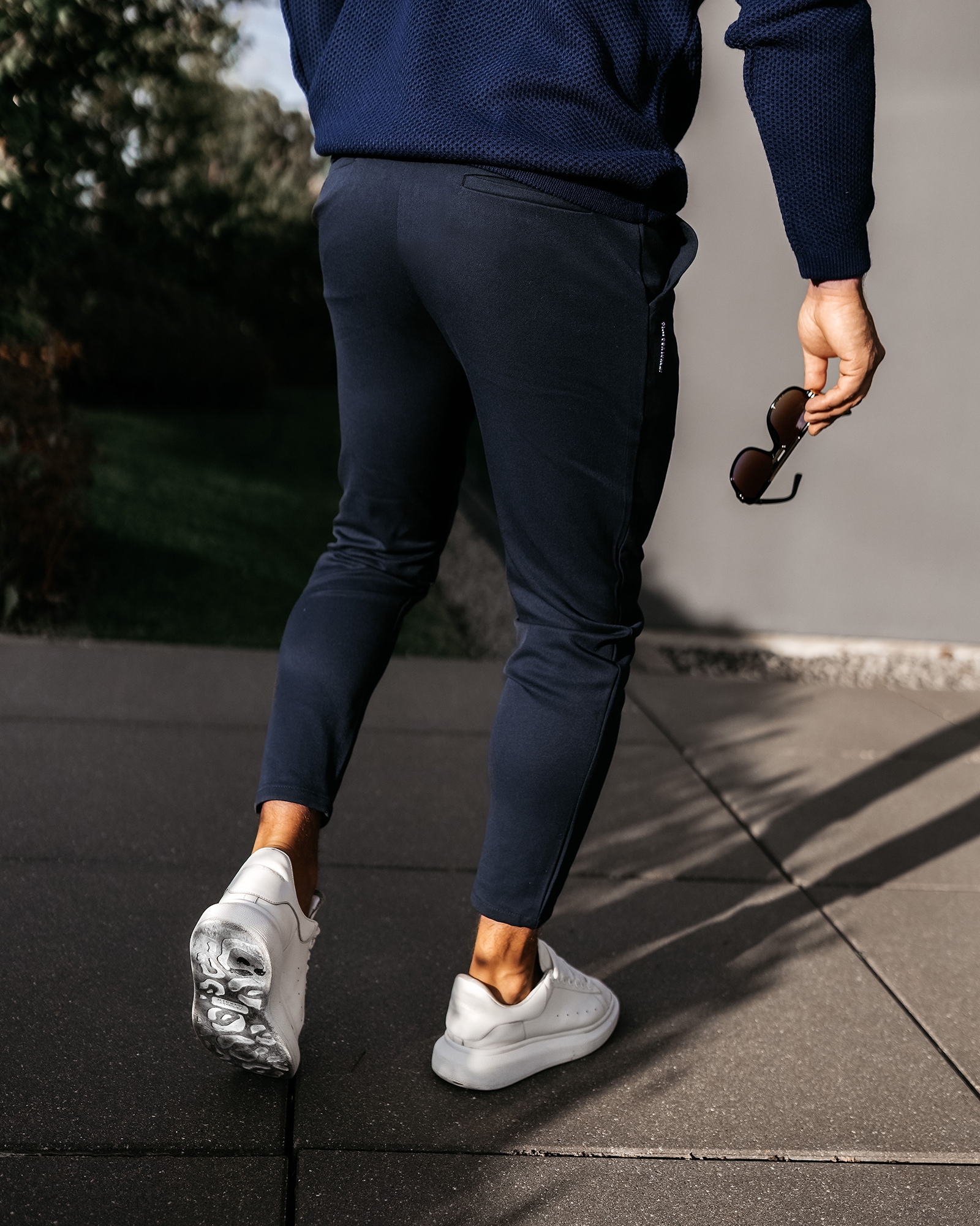 Spodnie męskie eleganckie FLINT OLAVOGA granatowe