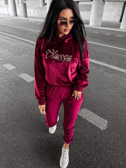 Dres damski welurowy VERA OLAVOGA bordowy