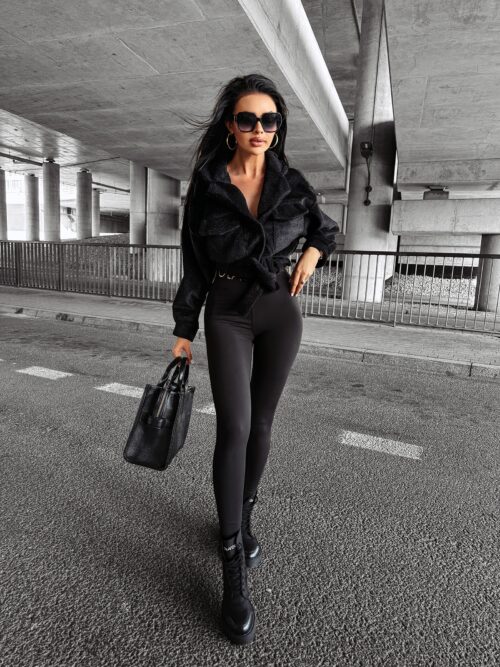 Kurtka damska z futerkiem STAR OLAVOGA czarna