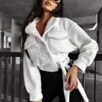 Kurtka damska z futerkiem STAR OLAVOGA ecru