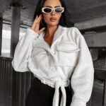 Kurtka damska z futerkiem STAR OLAVOGA ecru