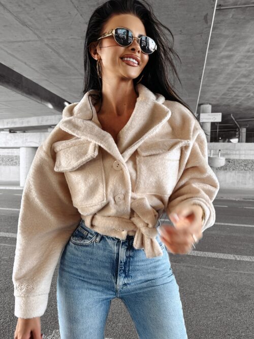 Kurtka damska z futerkiem STAR OLAVOGA beżowa