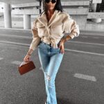 Kurtka damska z futerkiem STAR OLAVOGA beżowa