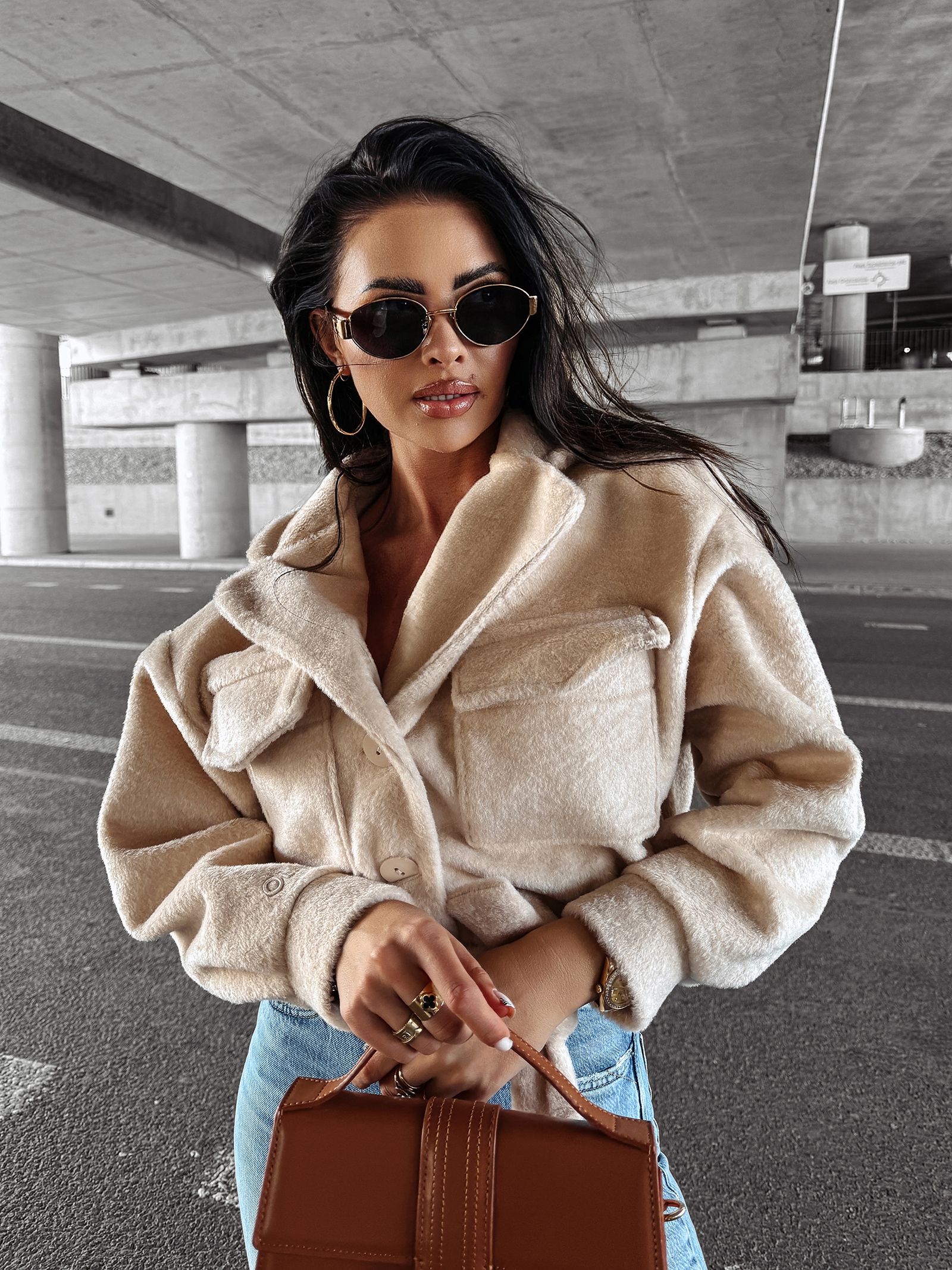 Kurtka damska z futerkiem STAR OLAVOGA beżowa Kurtka damska z futerkiem STAR OLAVOGA beżowa