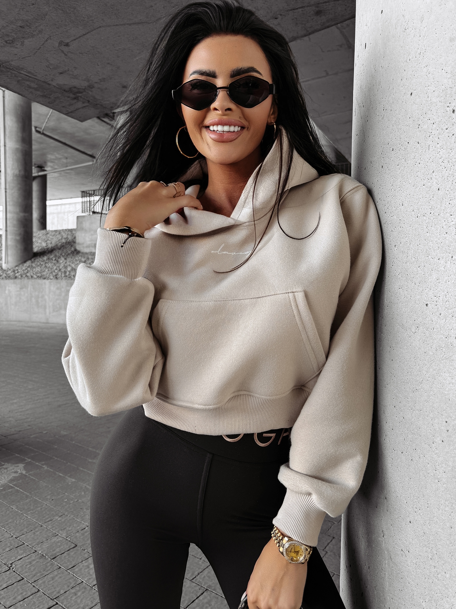 Bluza z kapturem PIANCA OLAVOGA beżowa