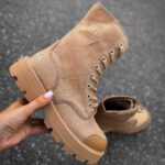 Workery damskie wiązane PASSION OLAVOGA karmelowe