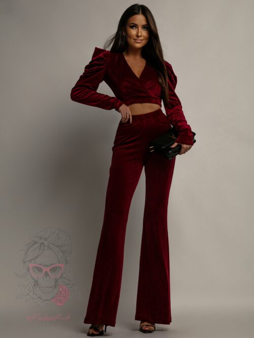 Komplet welurowy NB Jess bordowy