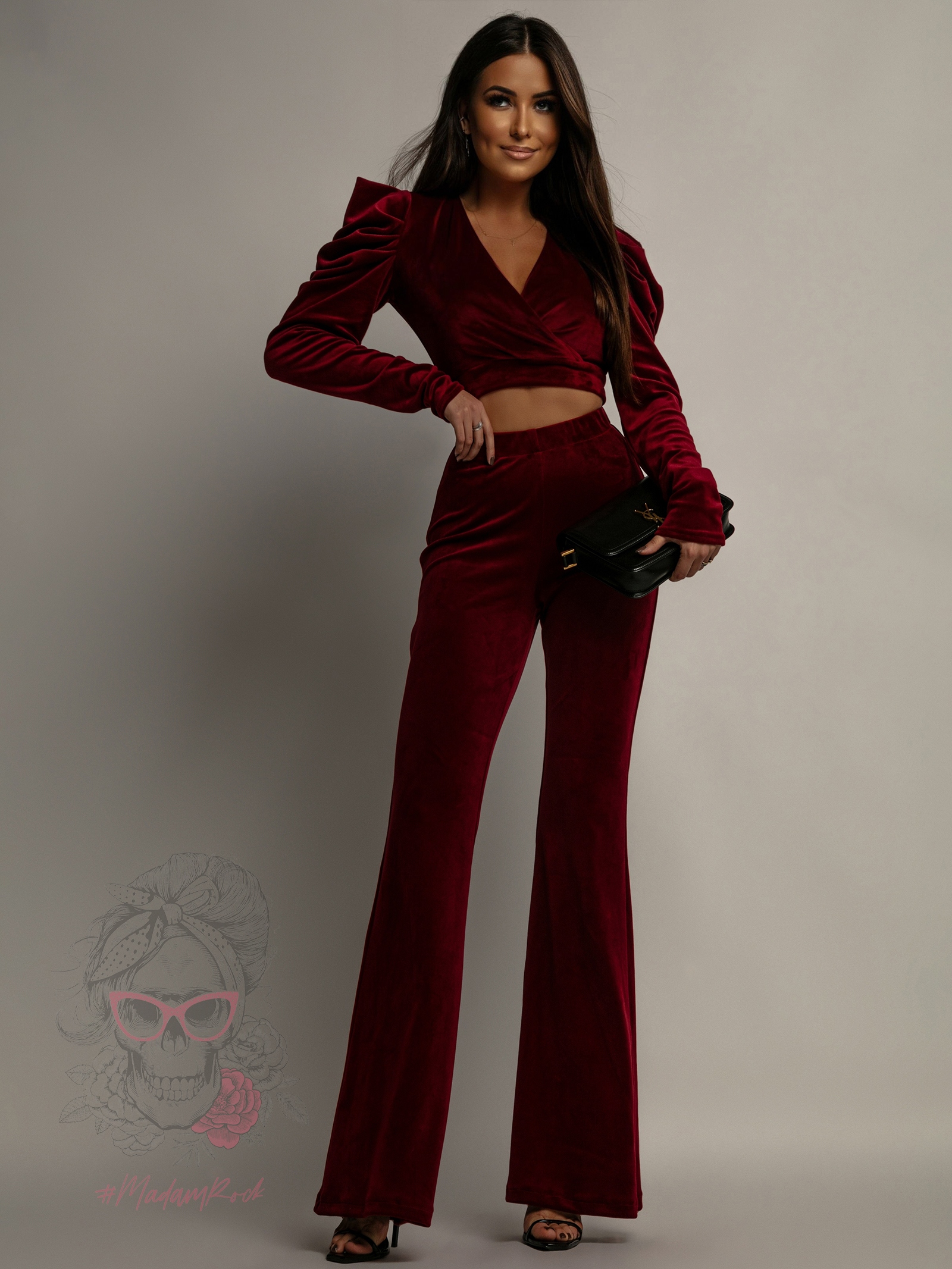 Komplet welurowy NB Jess bordowy