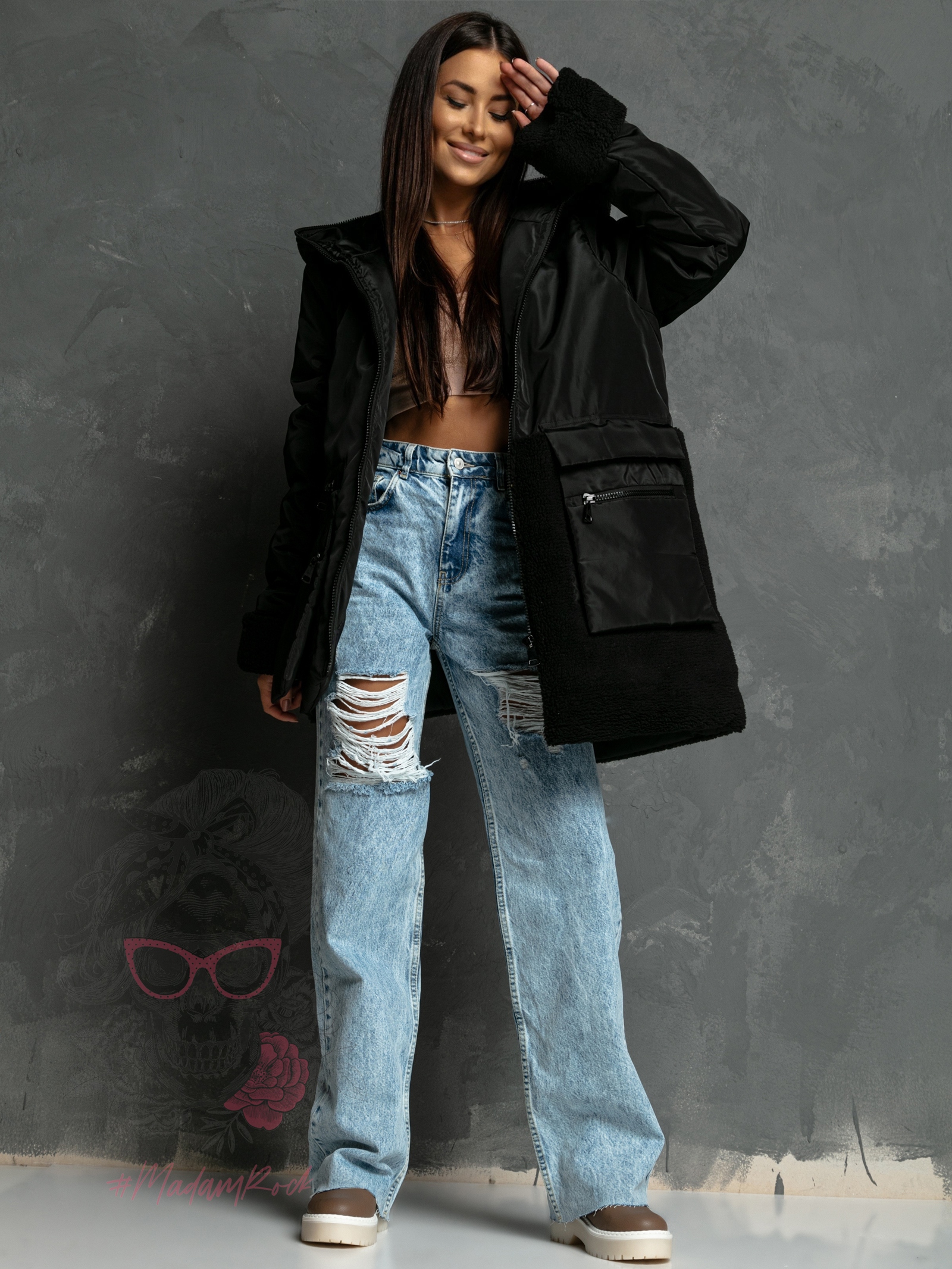 Kurtka z barankiem Hatric czarna Kurtka z barankiem Hatric czarna