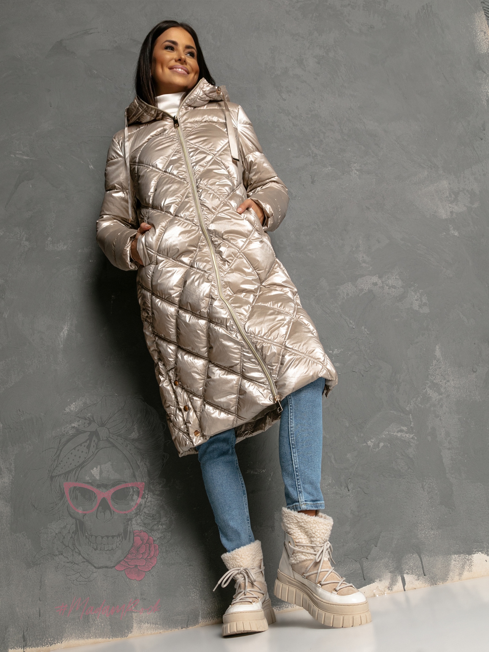 Kurtka pikowana Flamsho jasnozłota