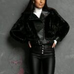 Kurtka ramoneska futrzana Hulu czarna