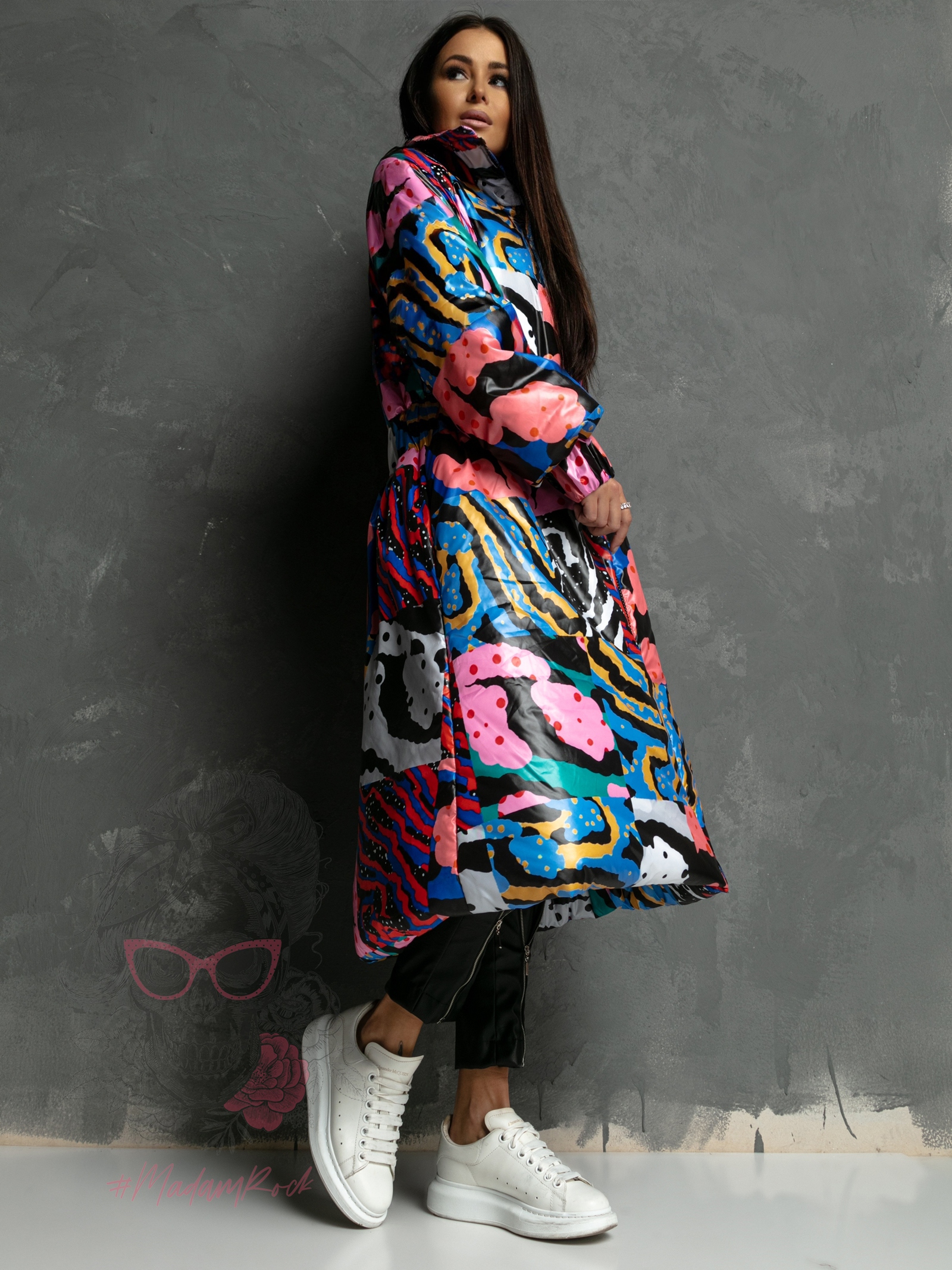 Płaszcz taliowany MC Olelo kolorowy