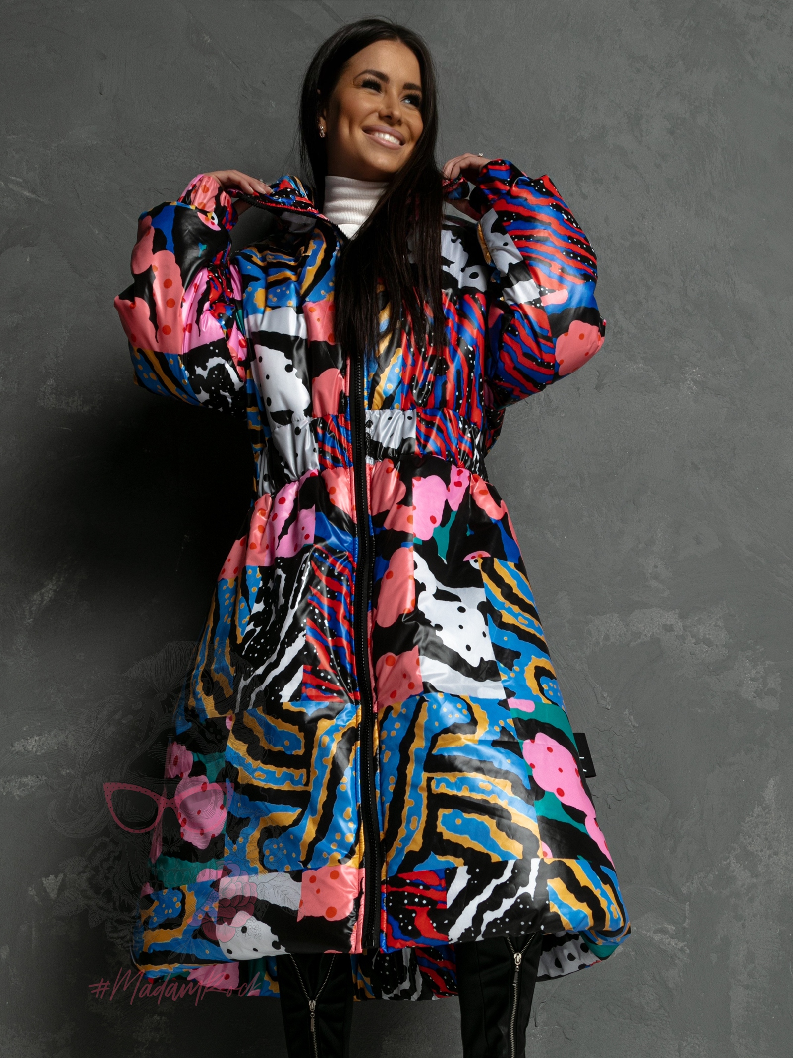 Płaszcz taliowany MC Olelo kolorowy