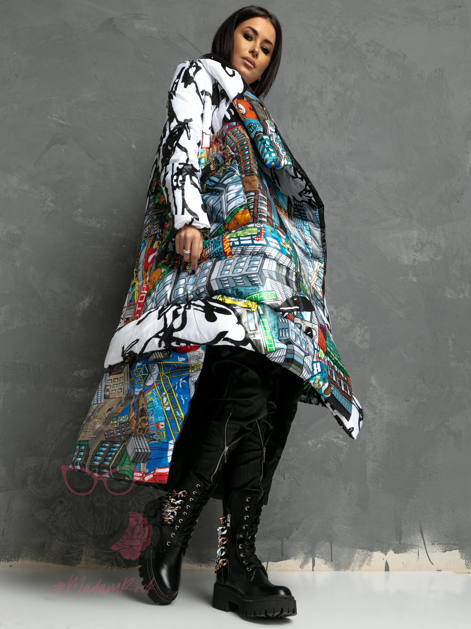 Kurtka asymetryczna Our City kolorowa