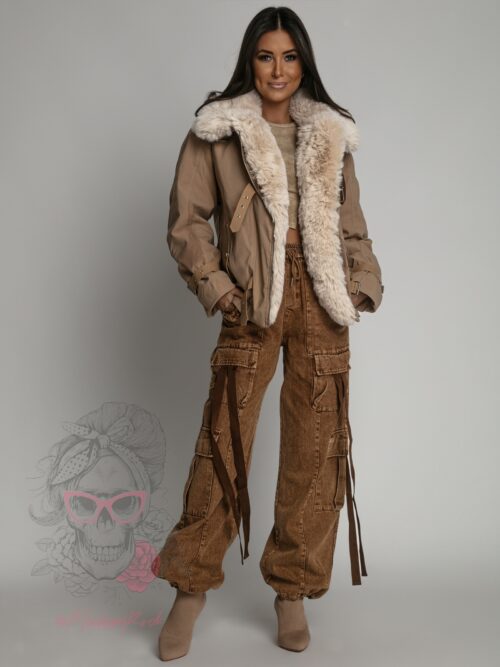 Kurtka z futrem Jaker karmelowa