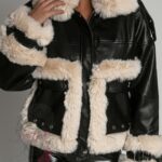 Kurtka skórzana z futrem Milja czarna