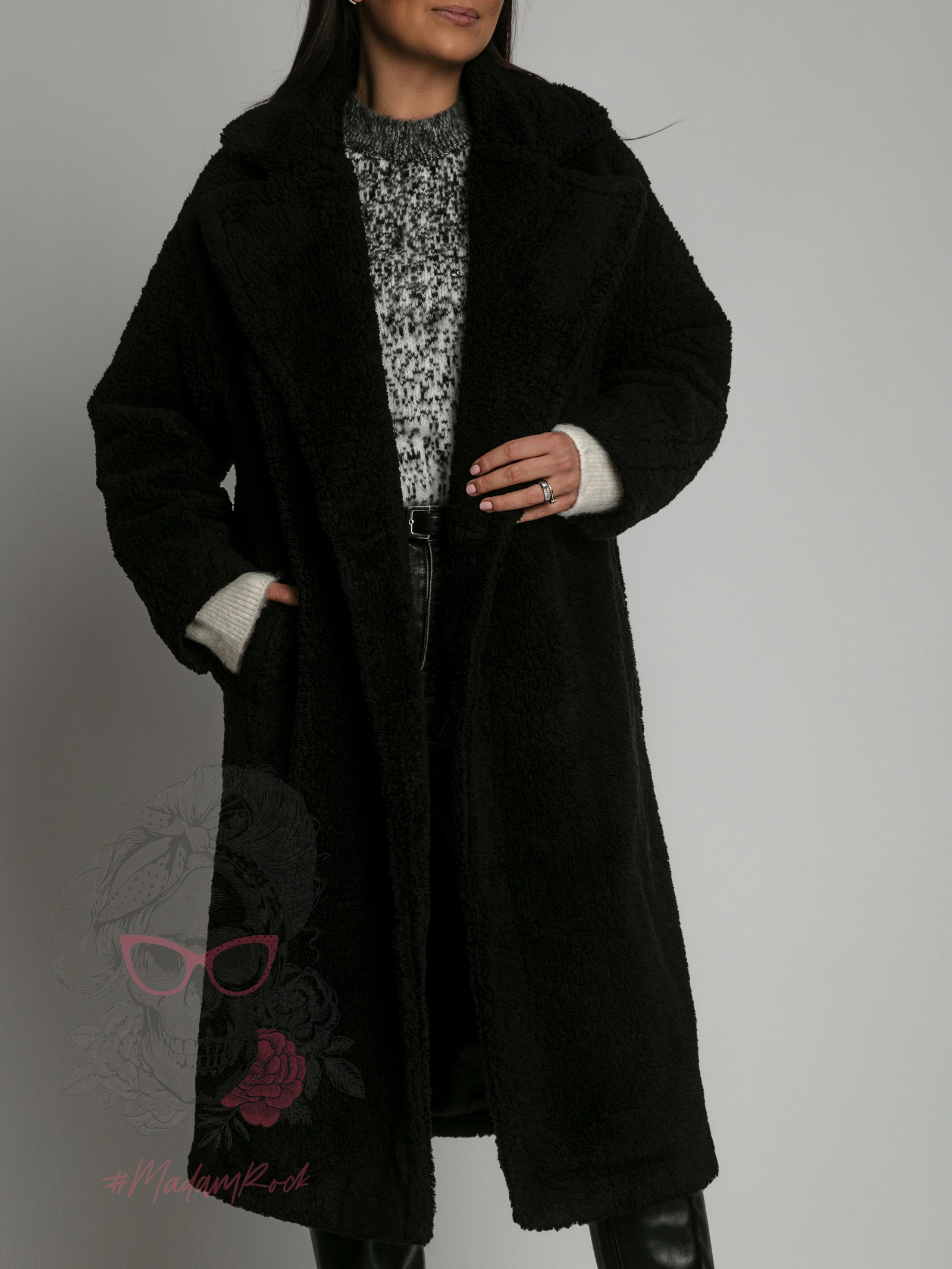 Płaszcz miś Teddy Coat czarny Płaszcz miś Teddy Coat czarny