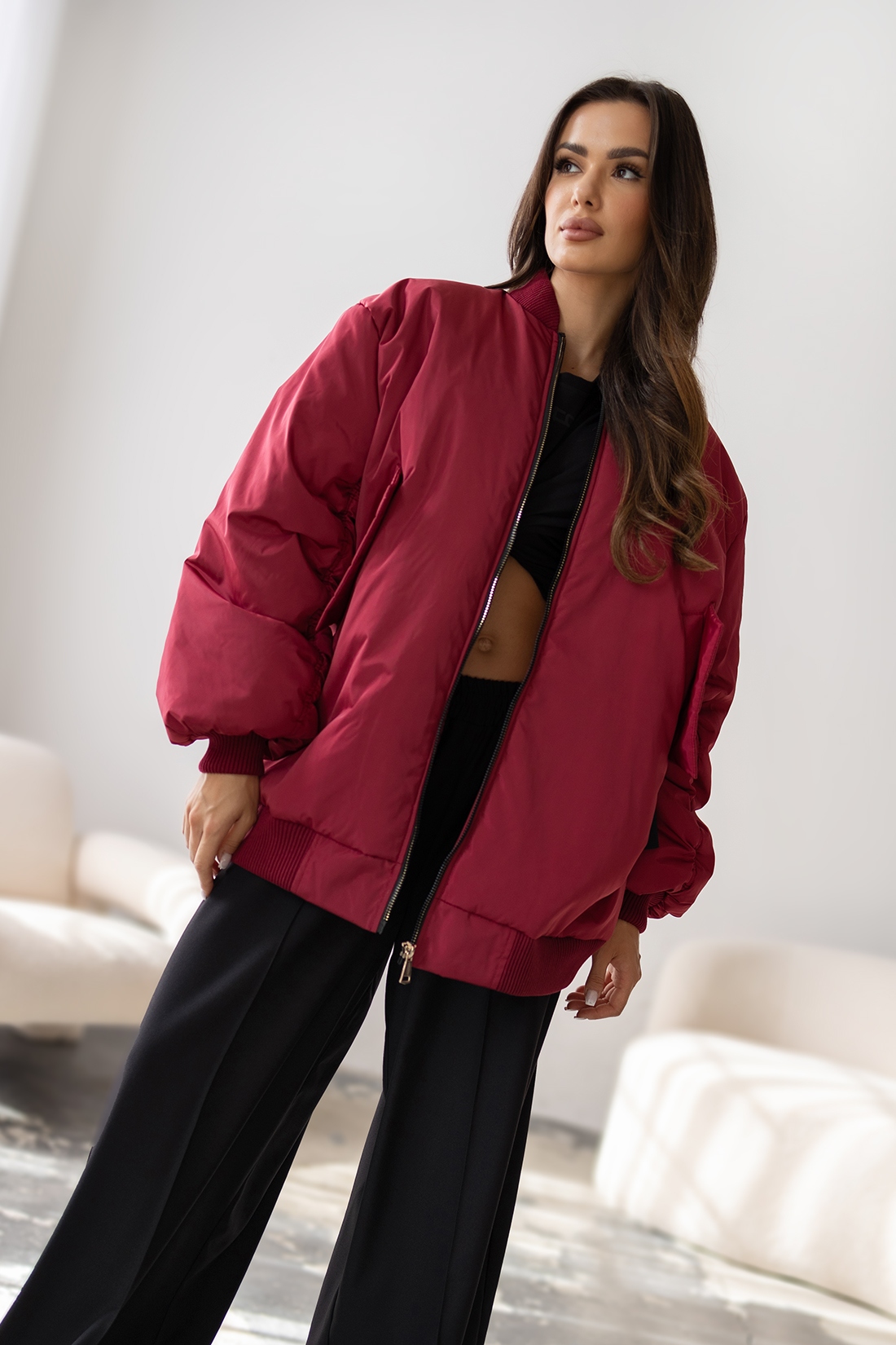 Kurtka damska bomberka MC Bomberss bordowa Kurtka damska bomberka MC Bomberss bordowa