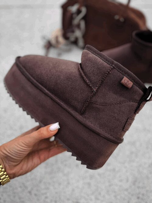 PRZEDSPRZEDAŻ Botki śniegowce MISTIC OLAVOGA czekoladowe