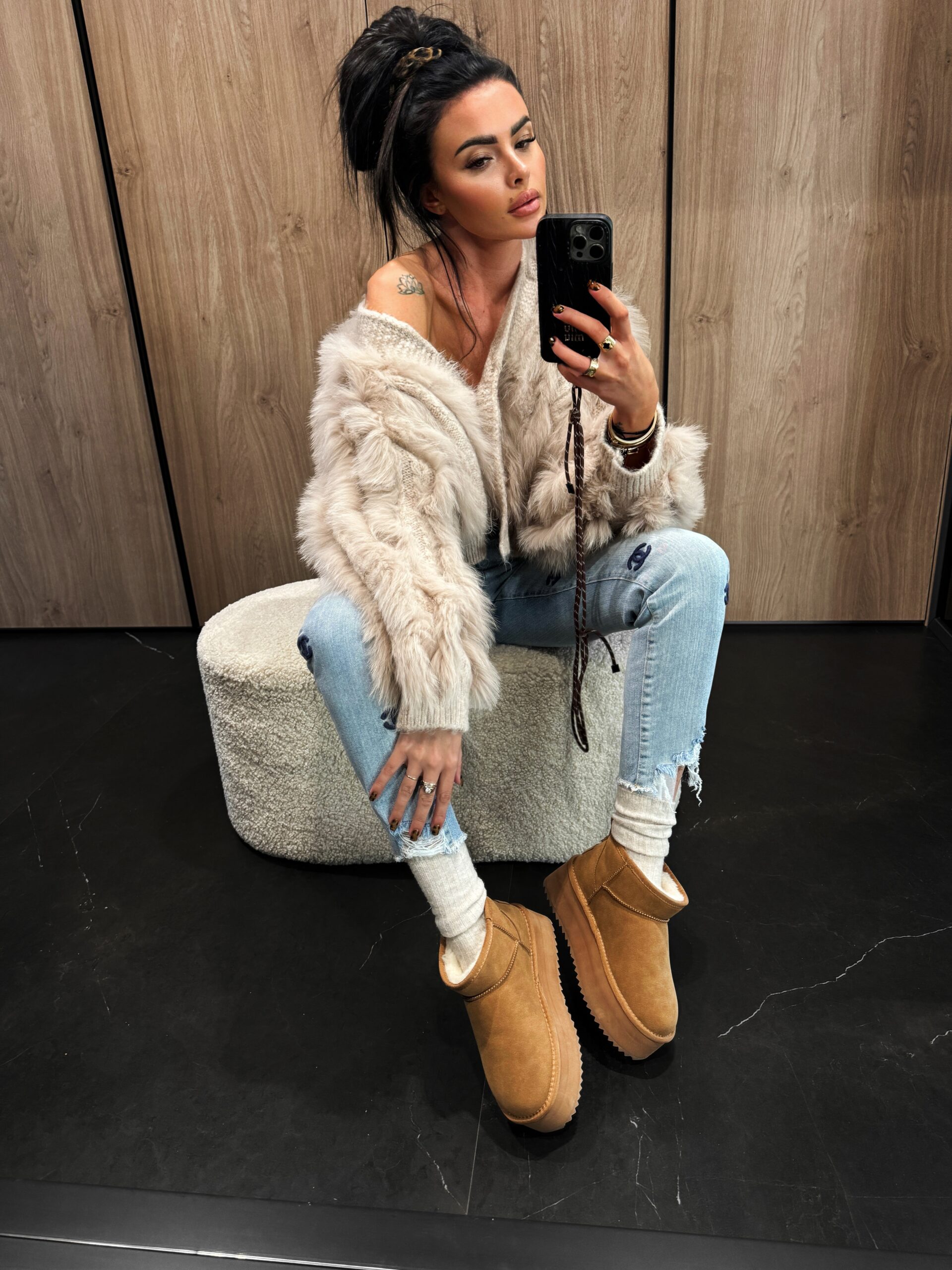 PRZEDSPRZEDAŻ Botki śniegowce MISTIC OLAVOGA karmelowe