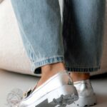 Mokasyny Madam Bobi srebrne