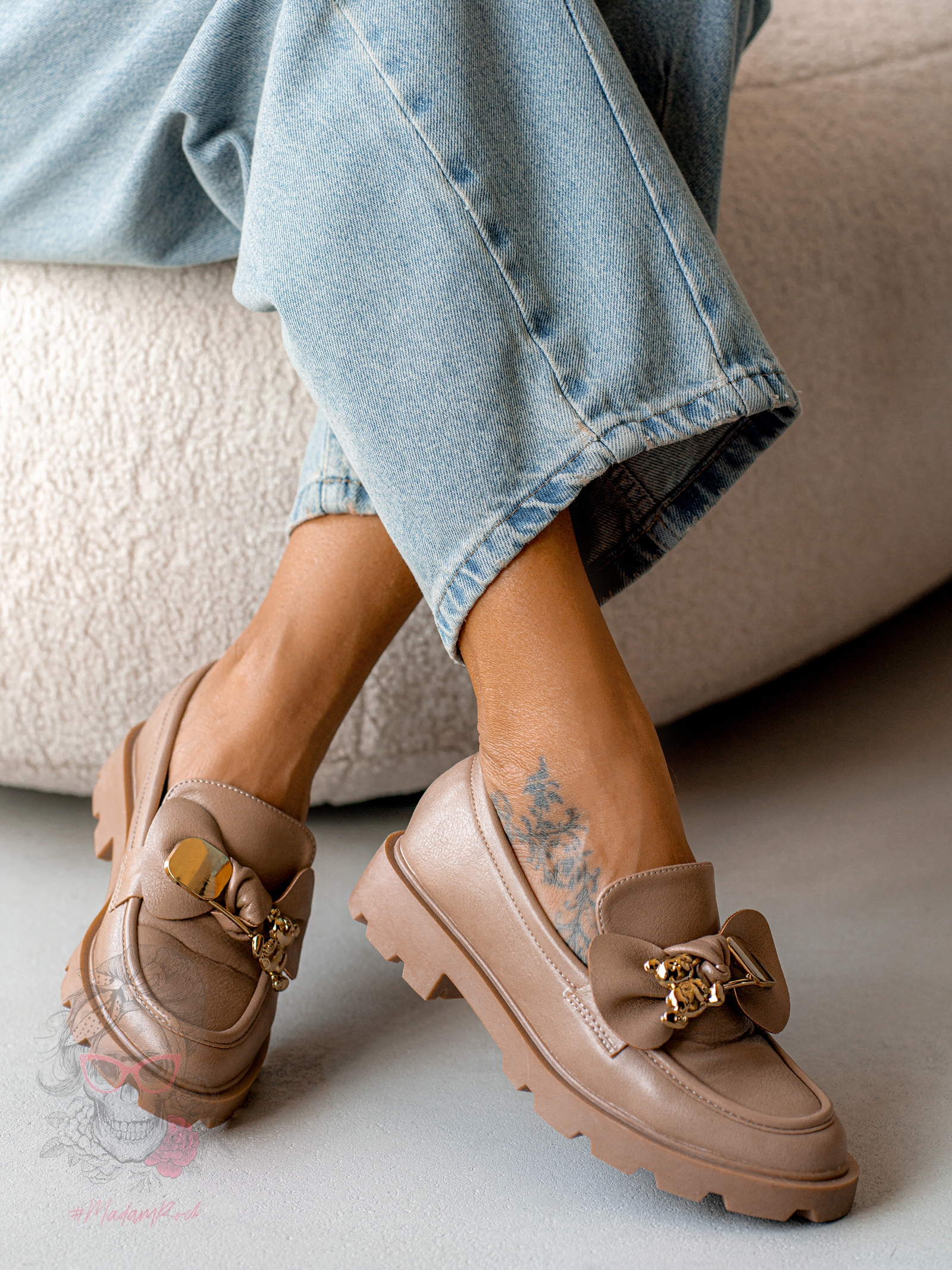 Mokasyny z misiem Madam Bobi cappuccino Mokasyny z misiem Madam Bobi cappuccino