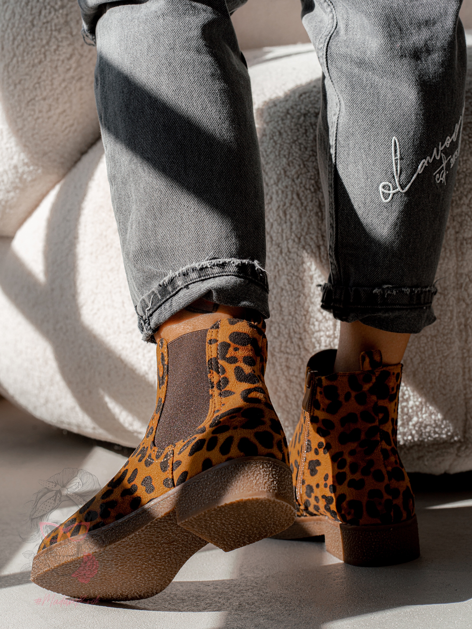 Botki damskie Madam Pelle panterka