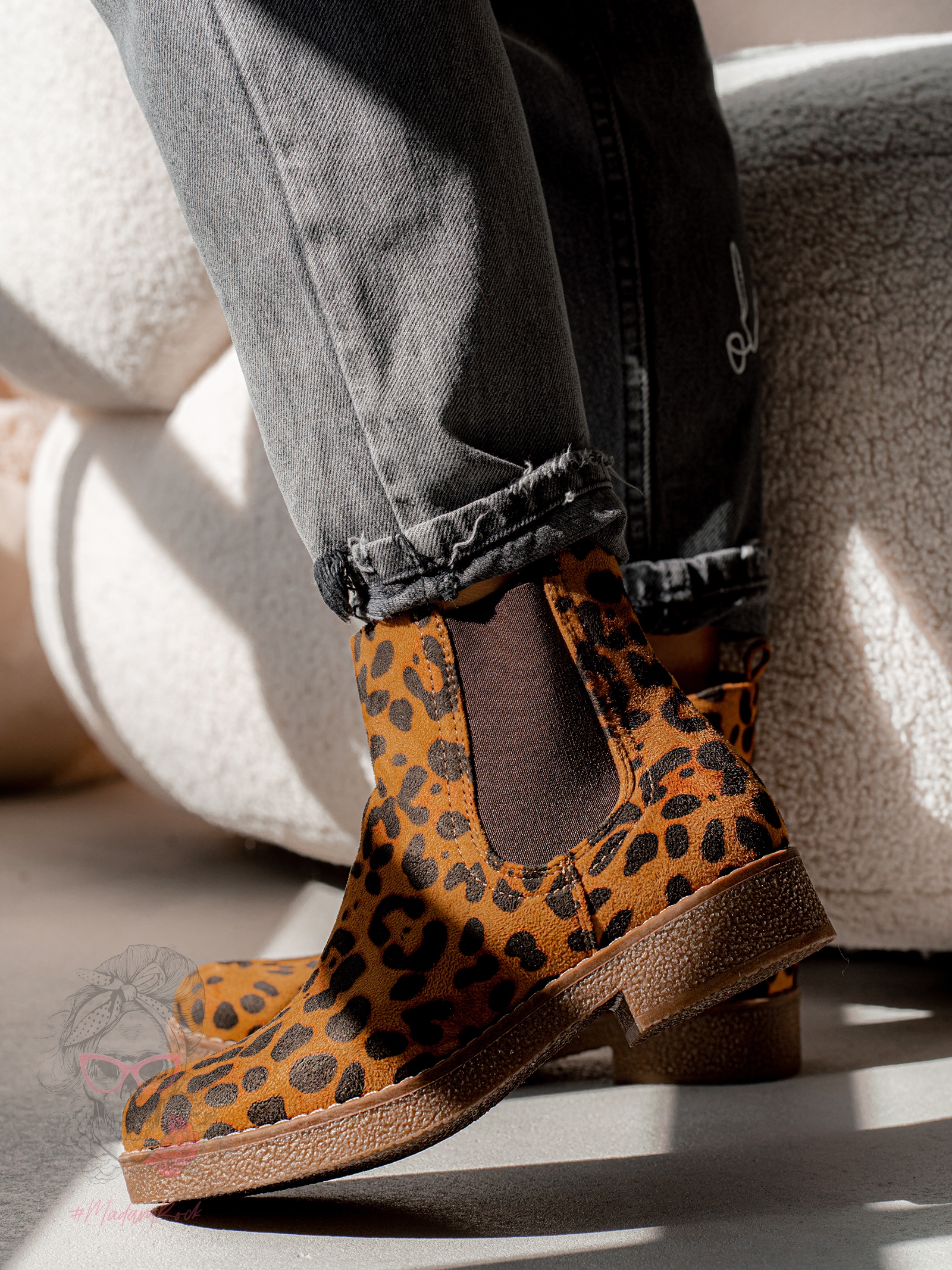 Botki damskie Madam Pelle panterka