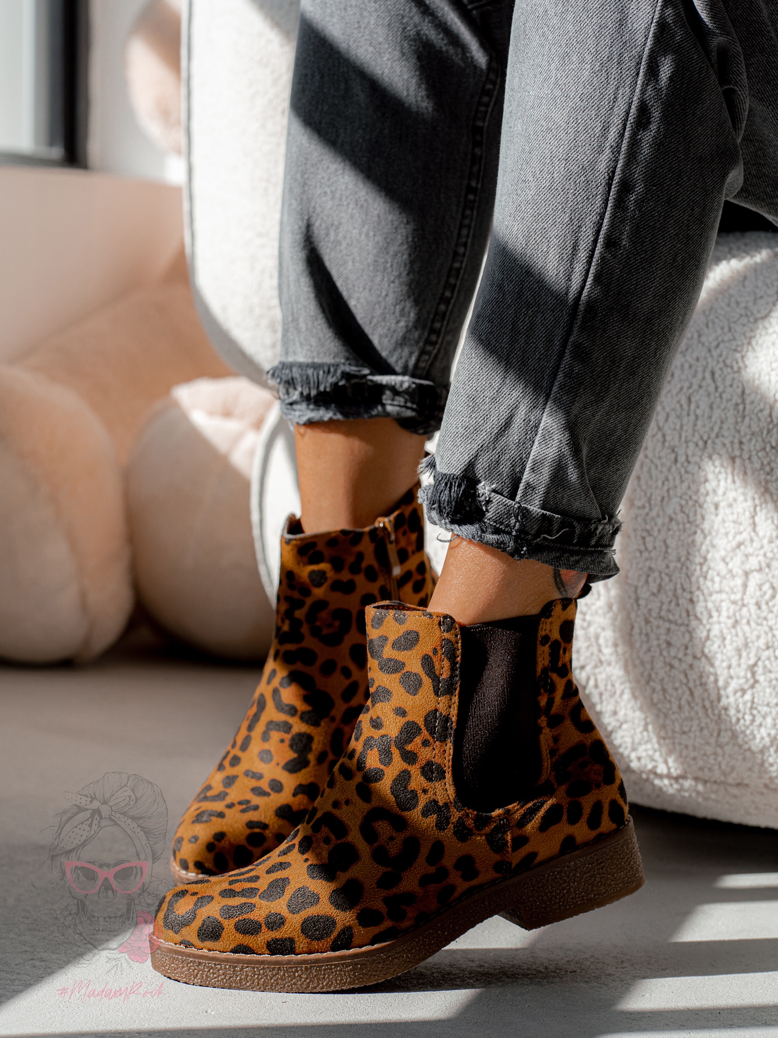 Botki damskie Madam Pelle panterka