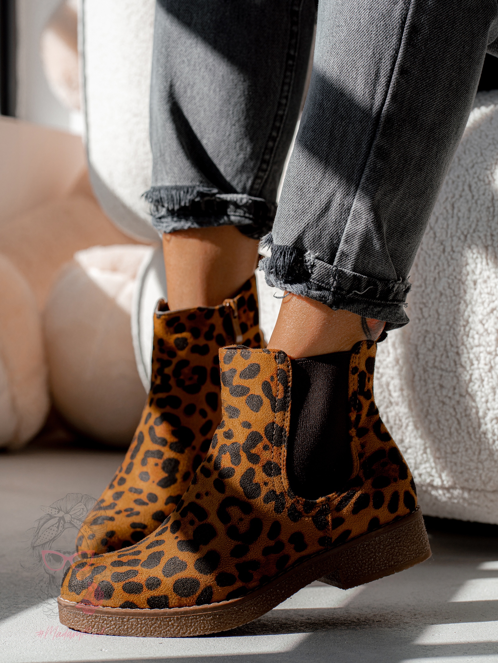 Botki damskie Madam Pelle panterka