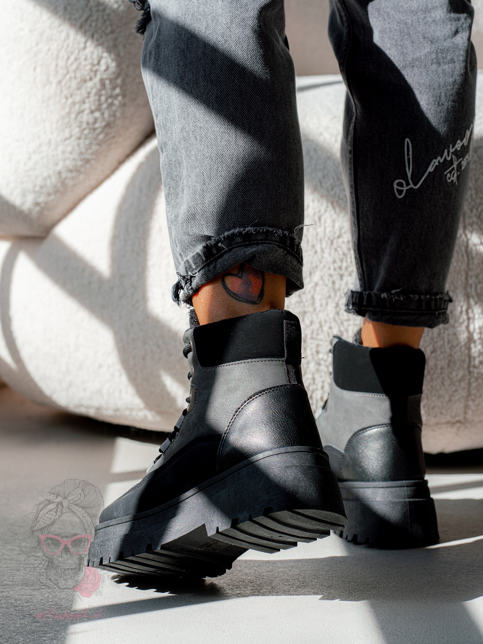 Botki trapery Madam Plum czarne