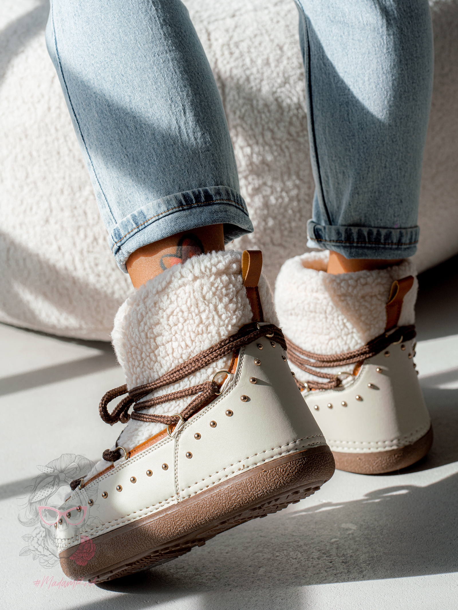 Śniegowce z barankiem Rock Cloe beżowe Śniegowce z barankiem Rock Cloe beżowe