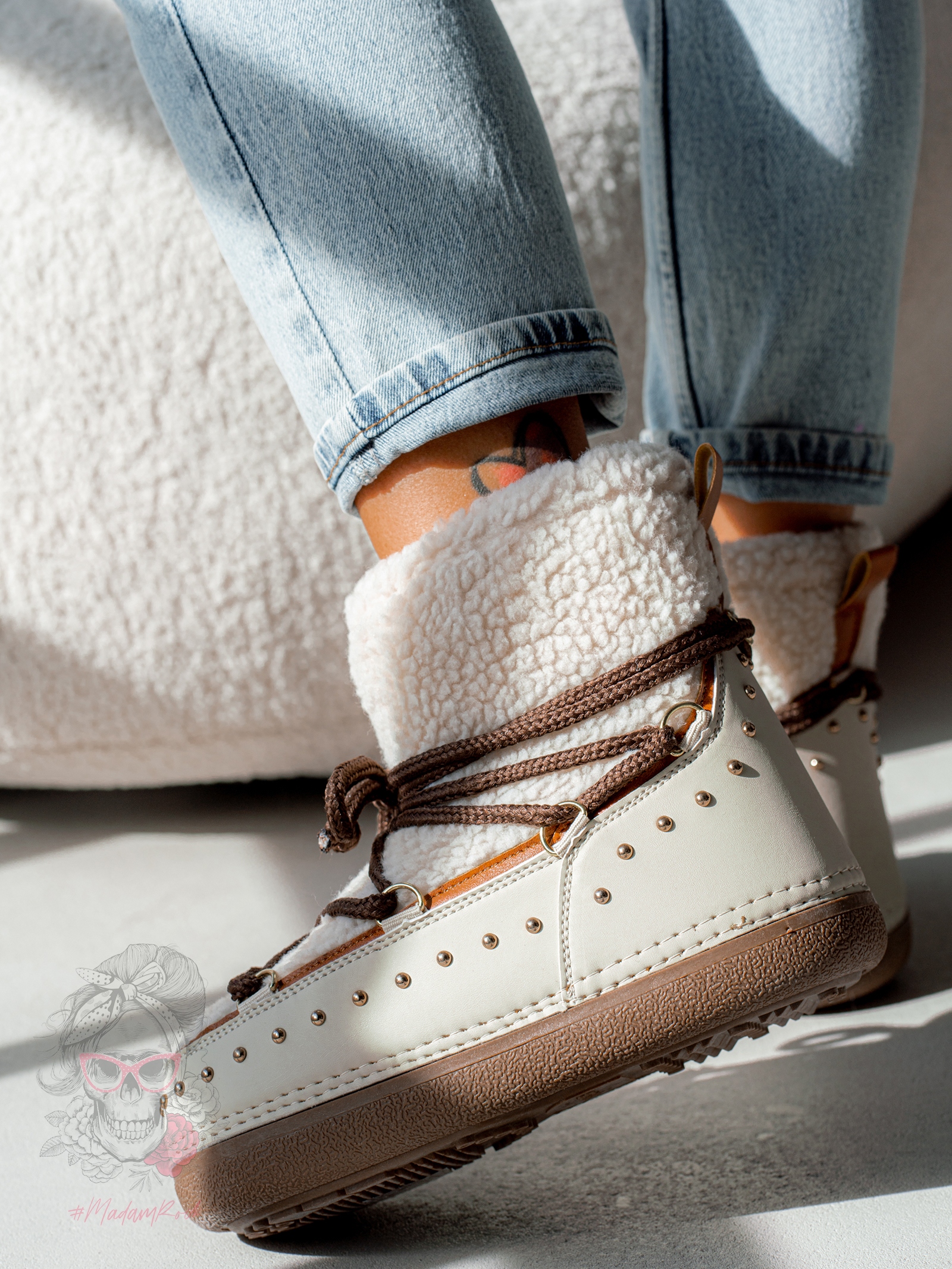 Śniegowce z barankiem Rock Cloe beżowe Śniegowce z barankiem Rock Cloe beżowe