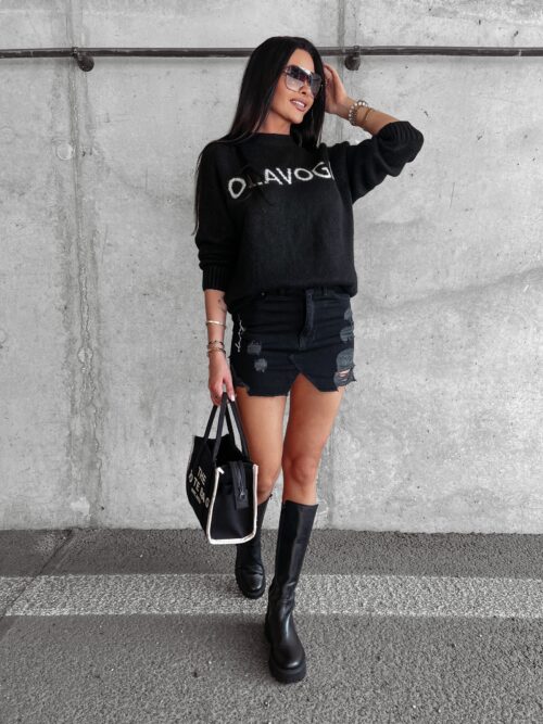 Sweter oversize logowany Coffee Ola Voga czarny