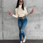 Spodnie jeansowe slim fit Buena Ola Voga niebieskie