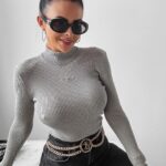 Sweter golf prążkowany Riya Ola Voga j.szary