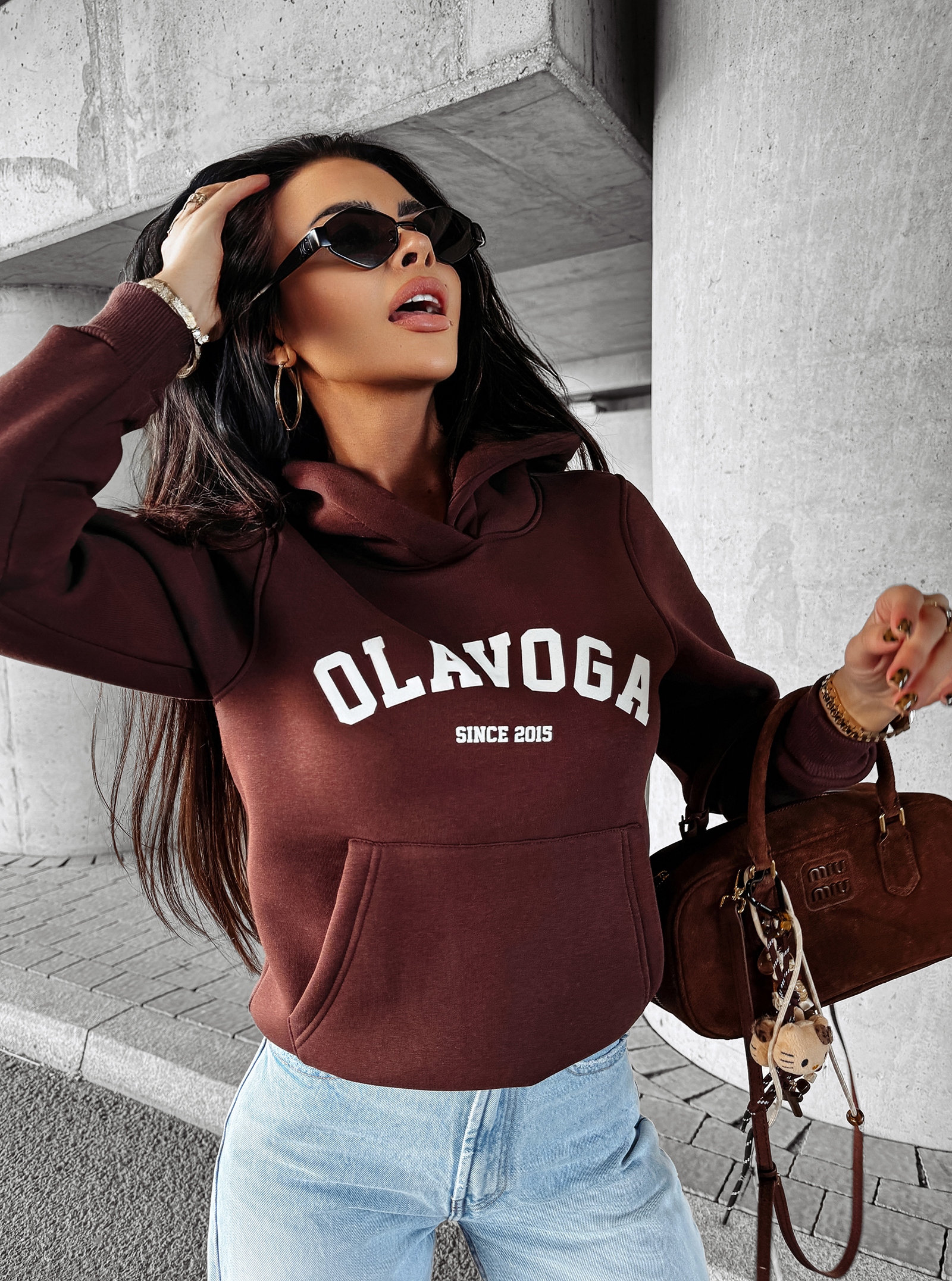 Bluza z kapturem MAKI OLAVOGA czekolada