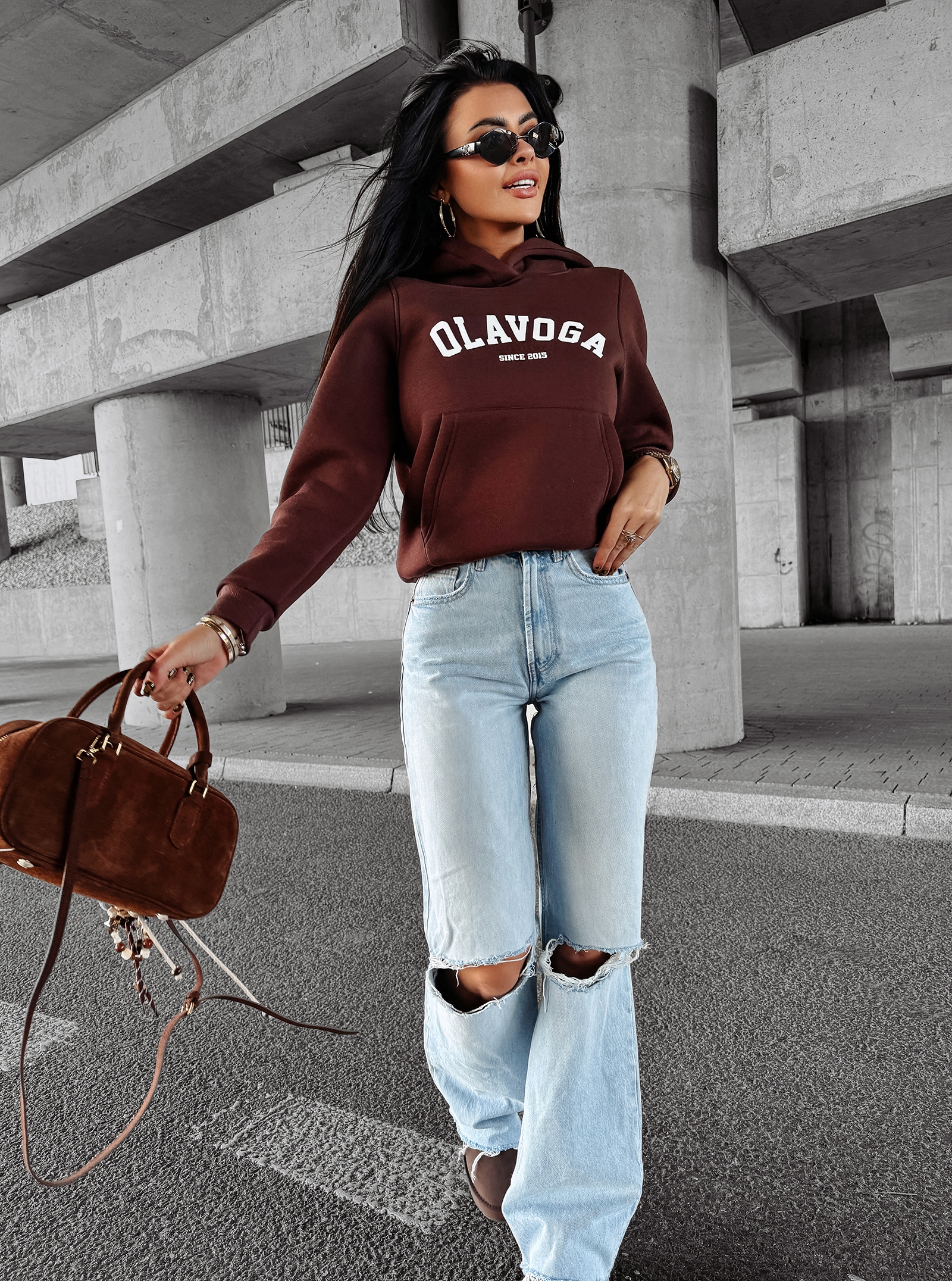 Bluza z kapturem MAKI OLAVOGA czekolada Bluza z kapturem MAKI OLAVOGA czekolada