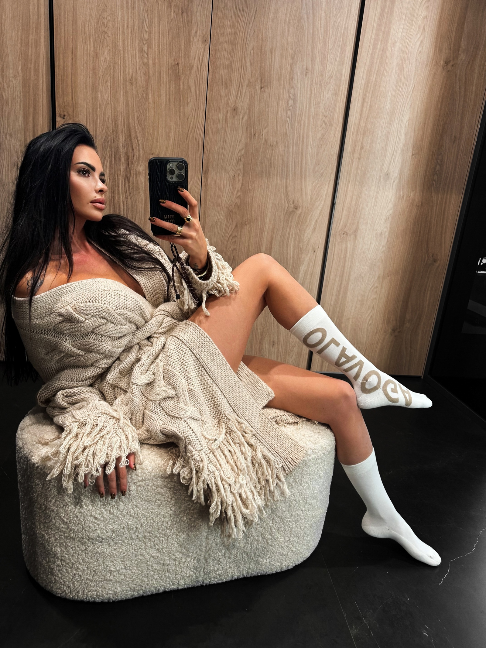 Skarpetki damskie za kostkę MASOKI OLAVOGA ecru-beż