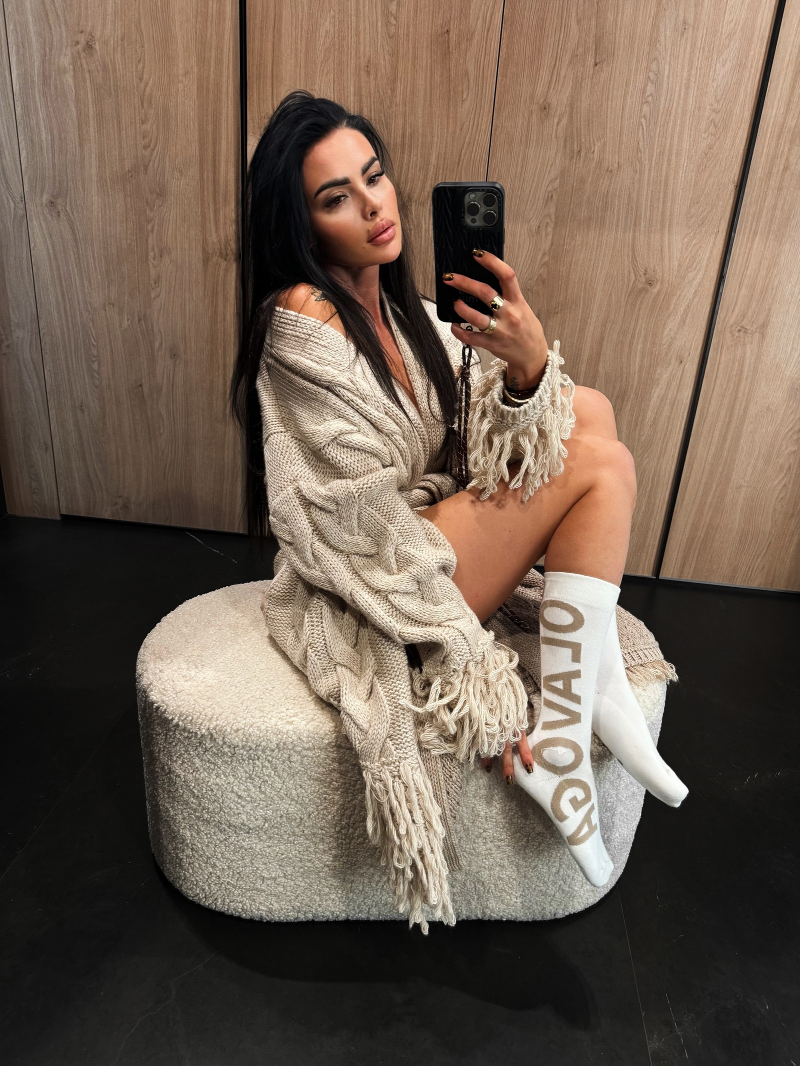 Skarpetki damskie za kostkę MASOKI OLAVOGA ecru-beż